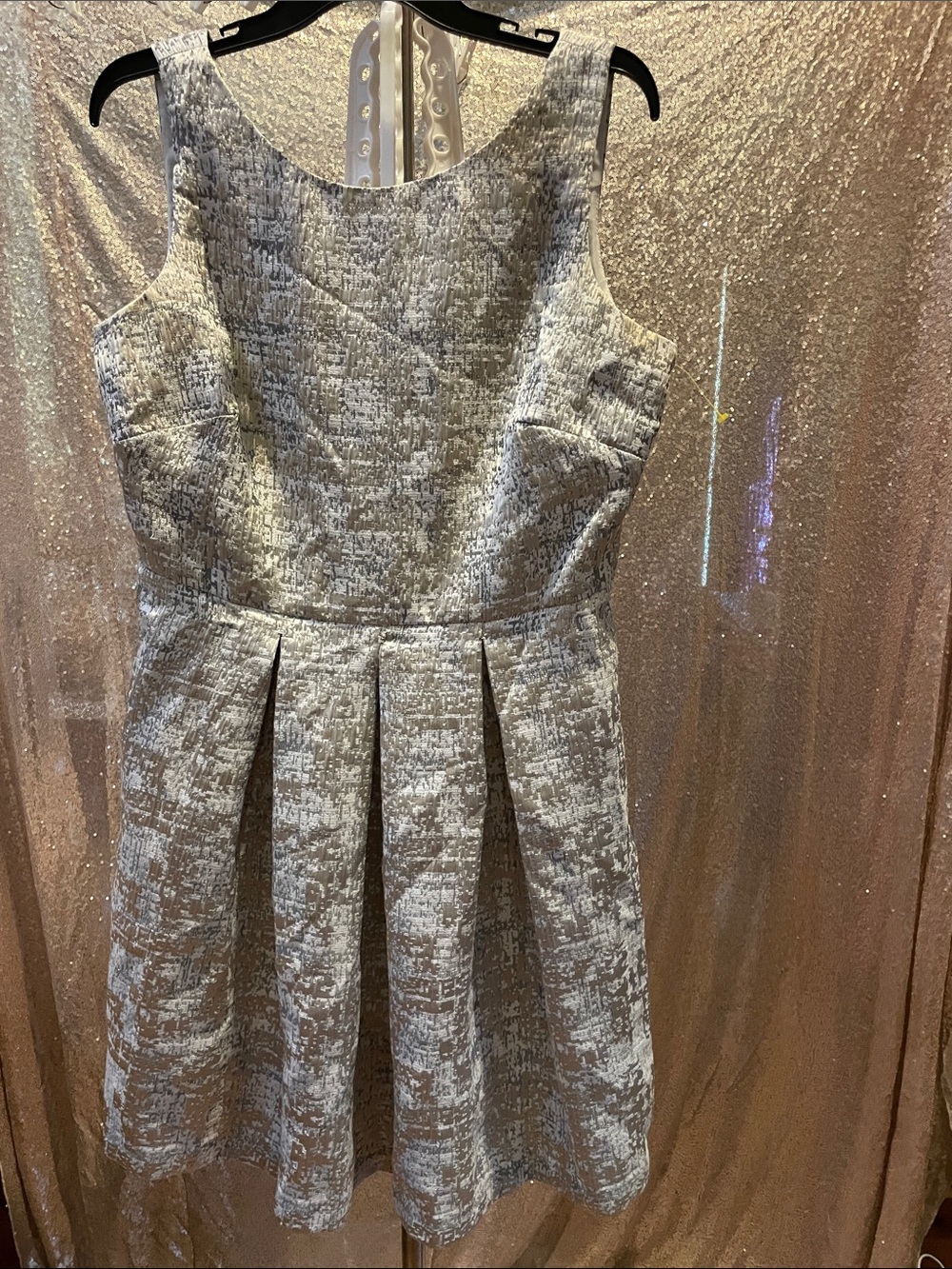 Silver Textured Sleeveless Party Dress